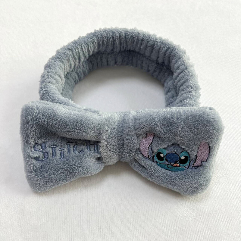 漫画かわいいステッチヘアバンド卸売女性ぬいぐるみステッチ洗顔リストバンド刺繍蝶エンドヘアバンド|undefined