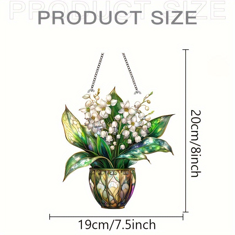 国境を越えた新しい緑の植物鉢植え自転車 2D フラットアクリル窓ポーチ家の装飾吊りペンダント|undefined