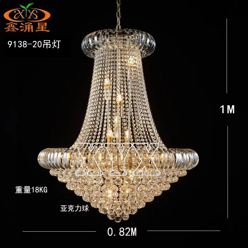 Fabricante nuevo techo de bodas europeo cortina de perlas de hierro forjado lámpara de cristal accesorios de decoración del salón de bodas
