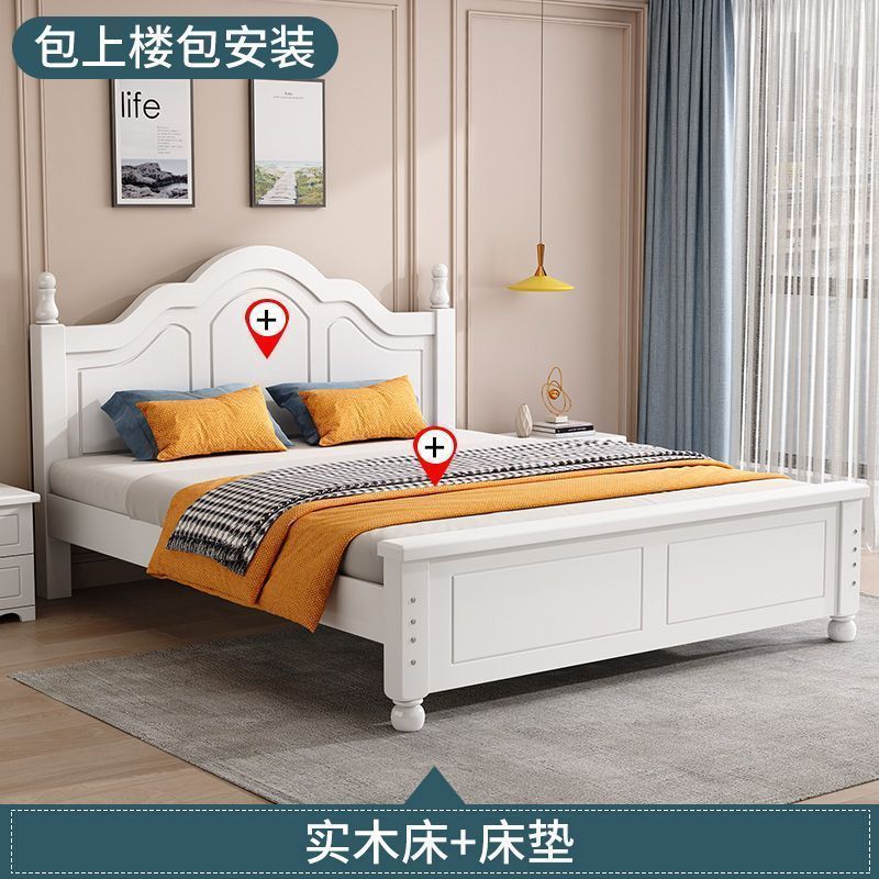 Dormitorio principal moderno y simple cama doble cama de madera maciza cama de alquiler económico cama individual madera maciza