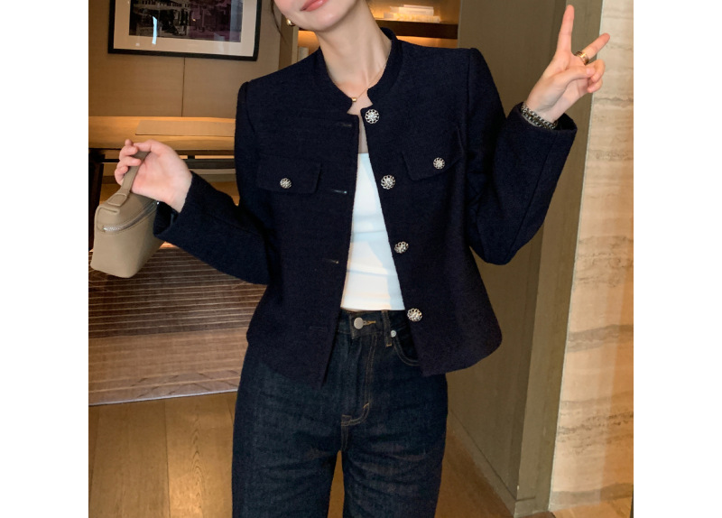 预售重工立体肌理感小香风外套女新中式小领羊毛开衫短上衣|undefined