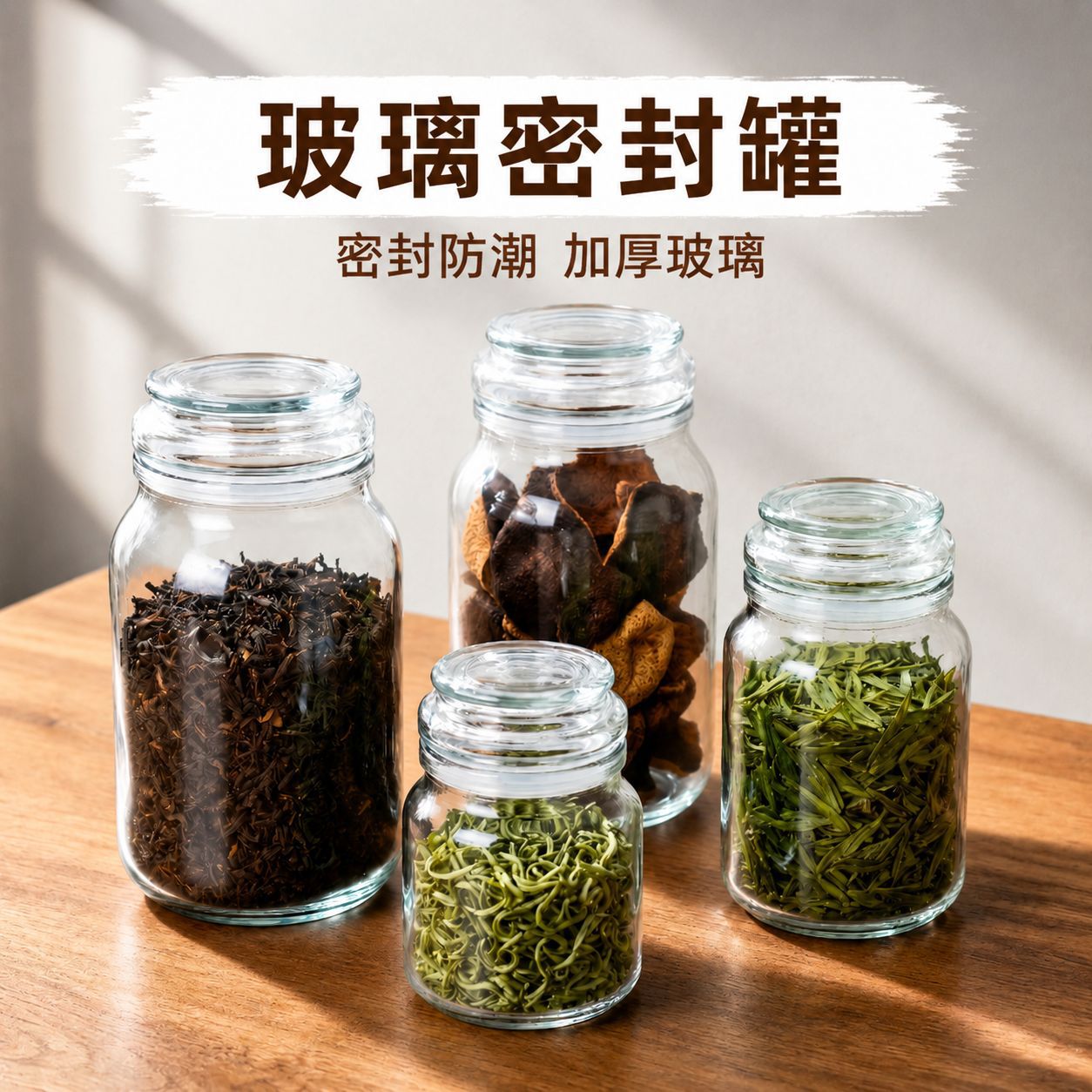 Glass Sealed Jars, Food-Grade Tea Cans, Tangerine Peel Black Tea, Moisture-Proof Storage Jars for Grains, Wholesale Coffee Bean Storage Jars