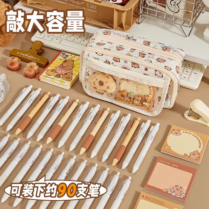 2025 nuevo estuche para lápices Kapibala para estudiantes con impresión de alto valor, estuche para lápices de escritorio de papelería de gran capacidad de nueve capas