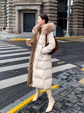 狐狸毛领宽松服女收腰长款2025冬季新款韩版时尚气质过膝外套