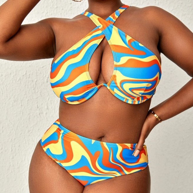 Comercio exterior europeo y americano trajes de baño nuevos Bikini bandera impresa damas trajes de baño separados bikini sexy fábrica directa