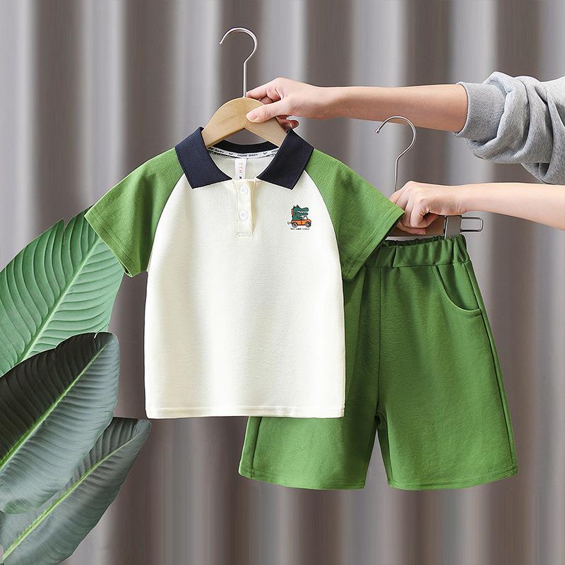 7165 traje de verano para niños 2025 nuevos pantalones cortos de manga corta de verano para niños