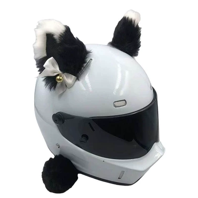 Motosiklet dəbilqələri Decorations Full-Face Helmet Ear - black-and-white-stitching
