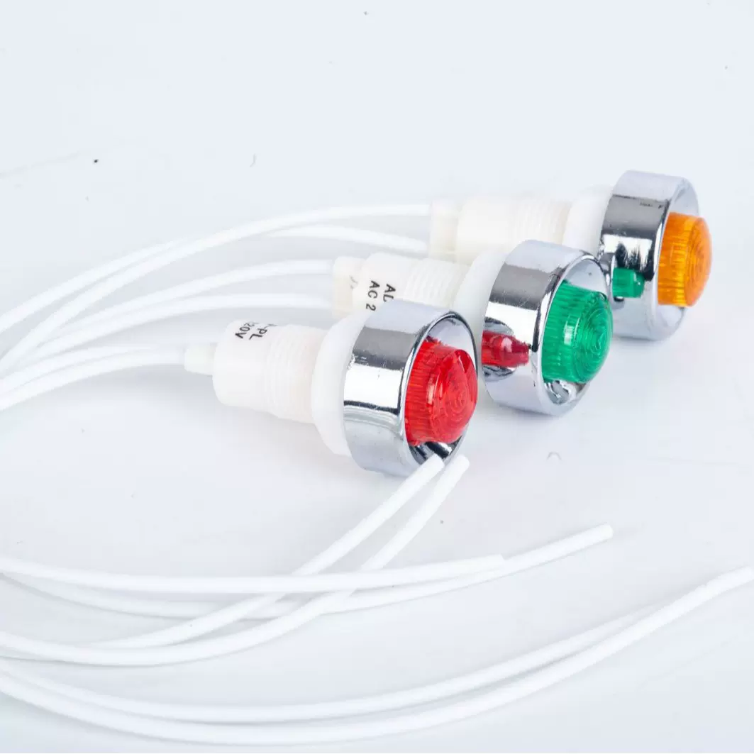 厂家直供金属指示灯LED6v12v24v220v信号灯防尘带线电源指示灯