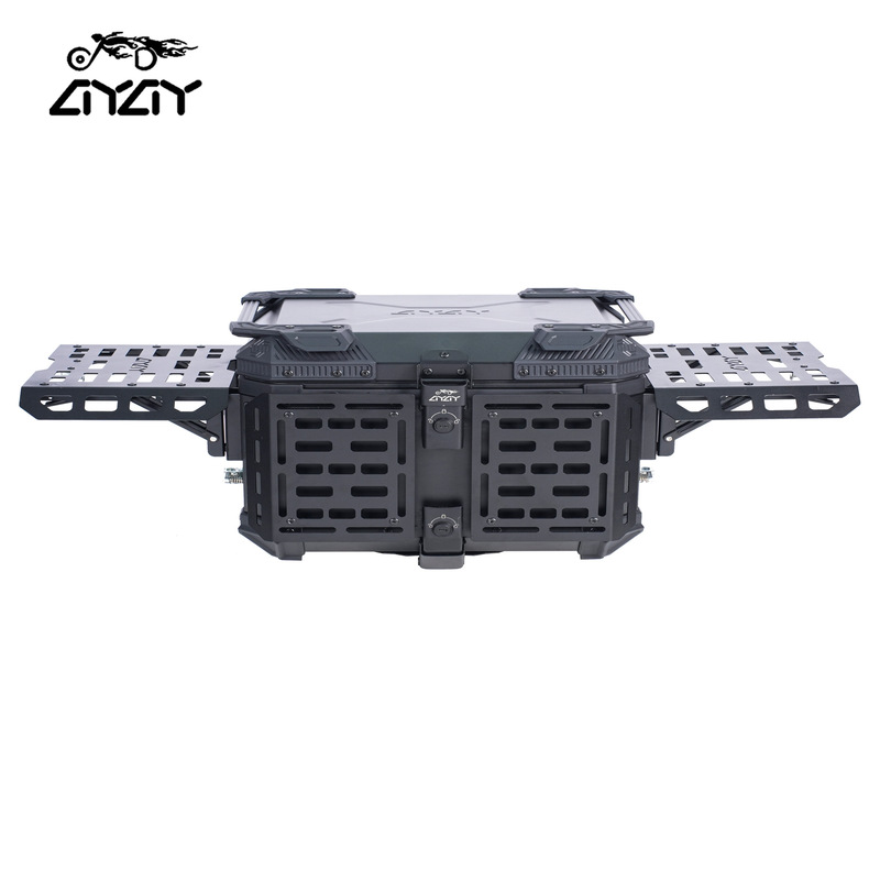 65L Motorcycle Armored Tail Box Aluminum Alloy Tail Box Multifunctional Portable Electric Vehicle Trunk with Bottom Plate