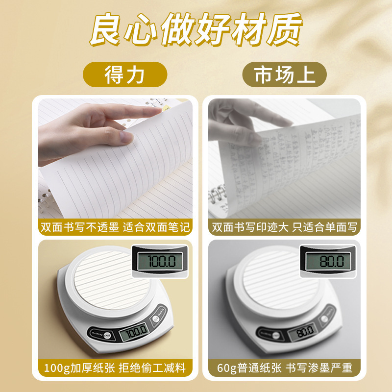 得力B%不硌手活页本可拆卸线圈笔记本本子A5横线初中生用记事本|undefined