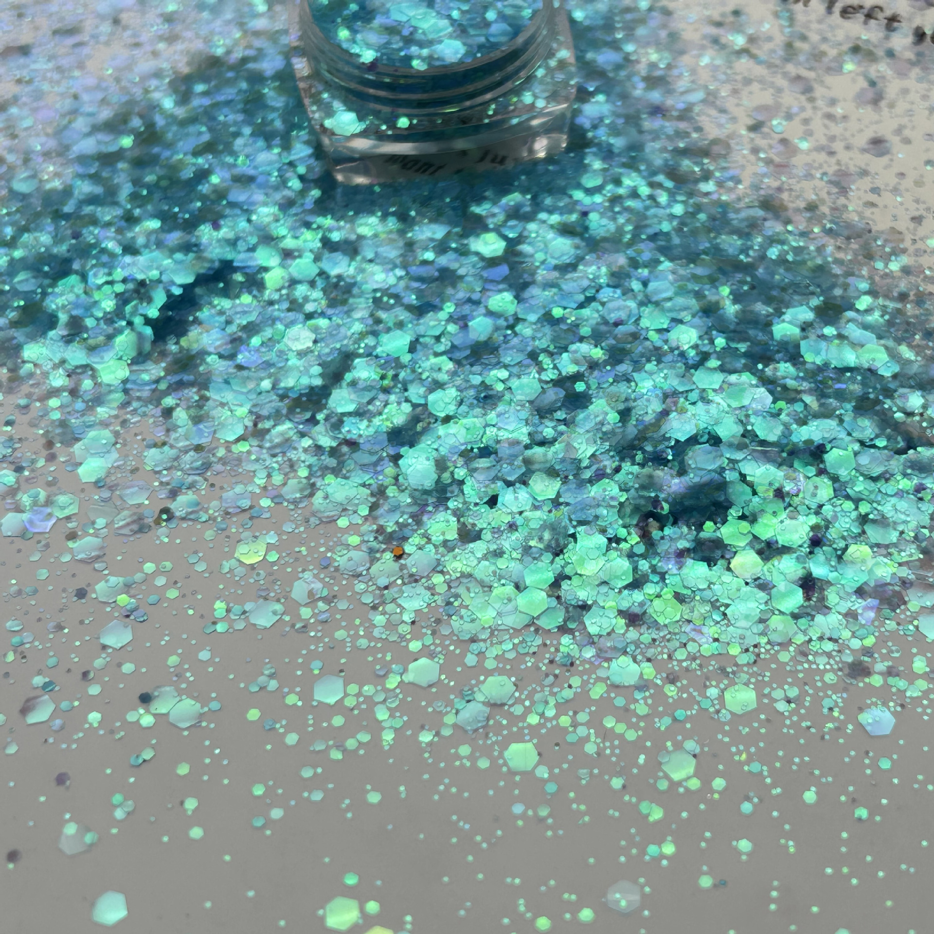 Golden Iridescent Polarized Semi-Transparent Sparkling Nail Art Glitter Transparent DIY Handmade Resin Decoration Nail Stickers