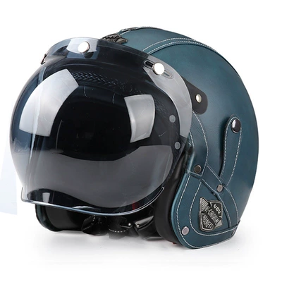 Motosiklet dəbilqələri – Warm Motorcycle 3/4 Helmet, Electric - m-navy-blue-black-tea-bubble-mirror-you-can-leave-a-message-to-request-a-transparent-mirror-comes-with-a-hat-brim-face-towel