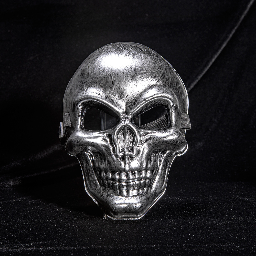 Máscara de calavera de cabeza de fantasma blanca transfronteriza Máscara de oro y plata de terror