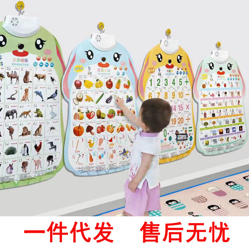 Baby Wall Chart with Sound, Children's Early Education Literacy, Phonics, Number Enlightenment, Cognitive Pinyin Alphabet Wall Stickers, Audio Version