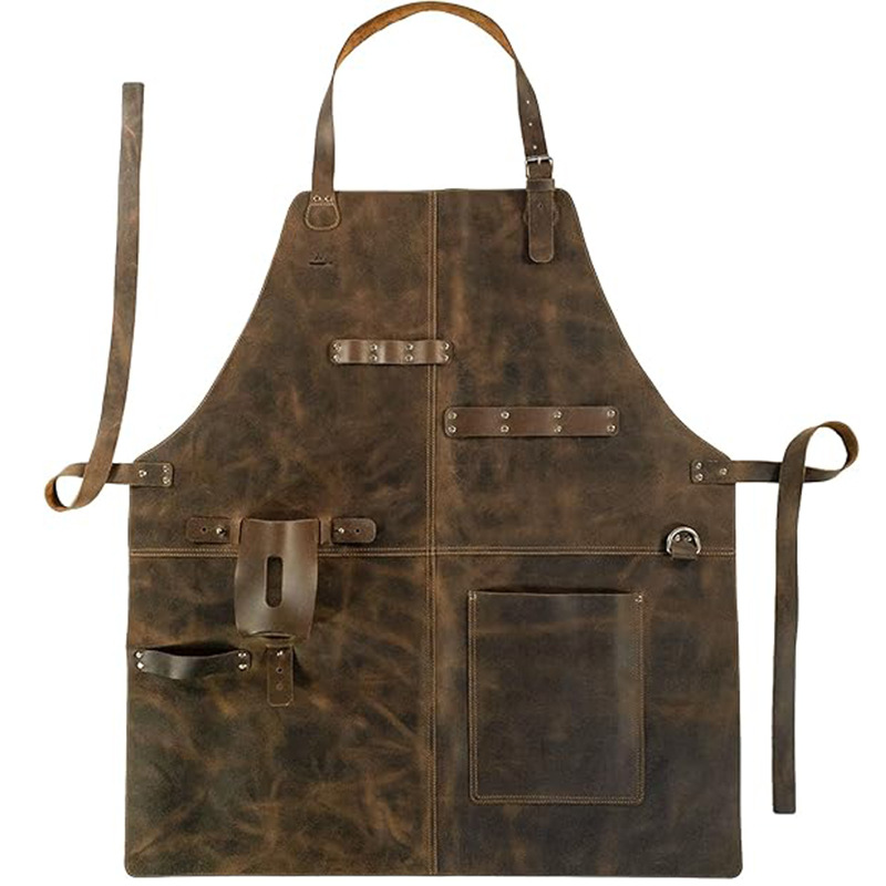 Amazon Europa y los Estados Unidos retro PU delantal artesanos ropa de trabajo de carpintería multifuncional delantal de cuello al por mayor