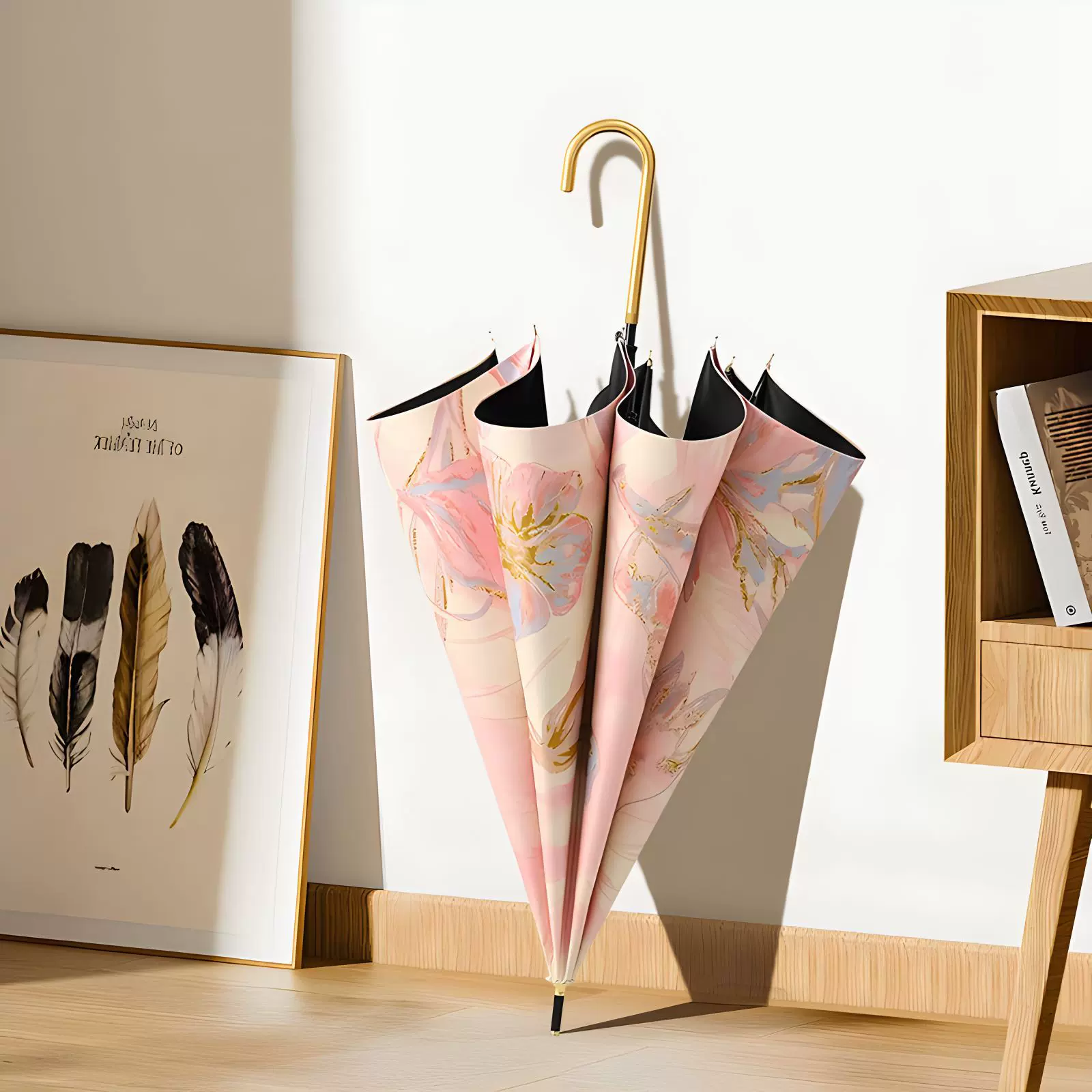 8骨纤维长柄伞小清新创意黑胶直杆弯柄伞晴雨两用遮阳伞防晒伞