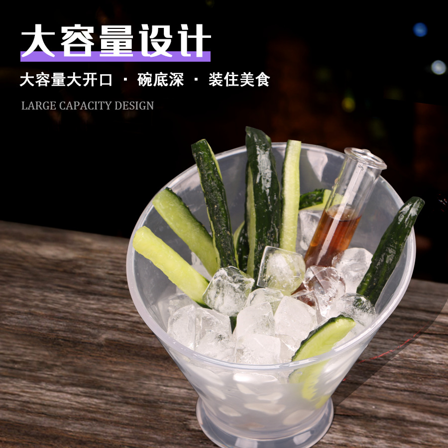 Acrílico de estilo japonés tira de pepino cuenco comercial helado de pepino barra de la taza placa del tubo de ensayo tazón oblicuo plato de fruta seca plato de merienda