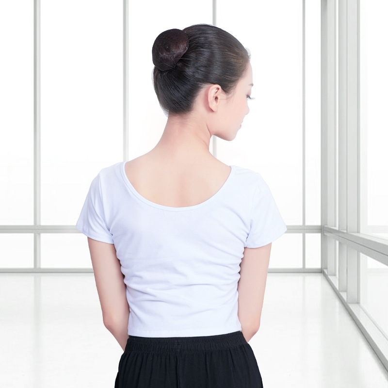 Ropa de baile para adultos nueva práctica deportiva superior ombligo camiseta negro manga corta yoga fitness Jazz Ropa de baile image 2