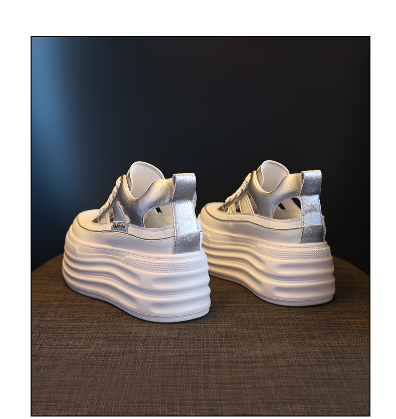 Giày sneaker nữ đế dày tăng chiều cao, phong cách thể thao — màu trắng chi tiết 19