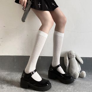 Female sweet solid color tube socks