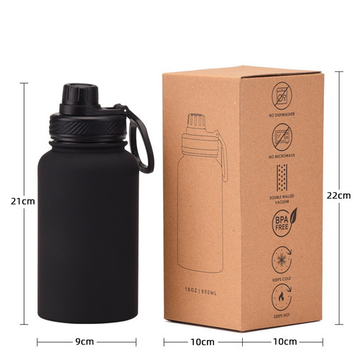 2024 New 650ml Stainless Steel Portable Sports Water Bottle Portable Outdoor Water Cup Vacuum Insulated Cup Customization