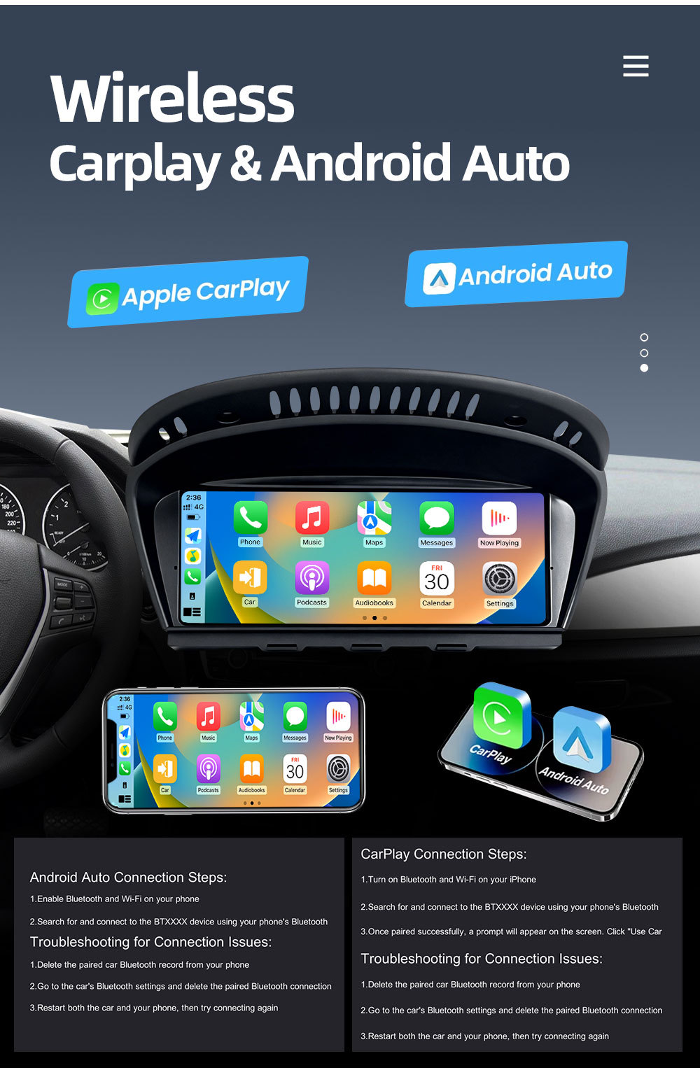 8.8inch Suitable for Bmw 5 Series E60 E61 E63 E64 Central Control Large Screen In-Car Gps Navigation All-In-One Device