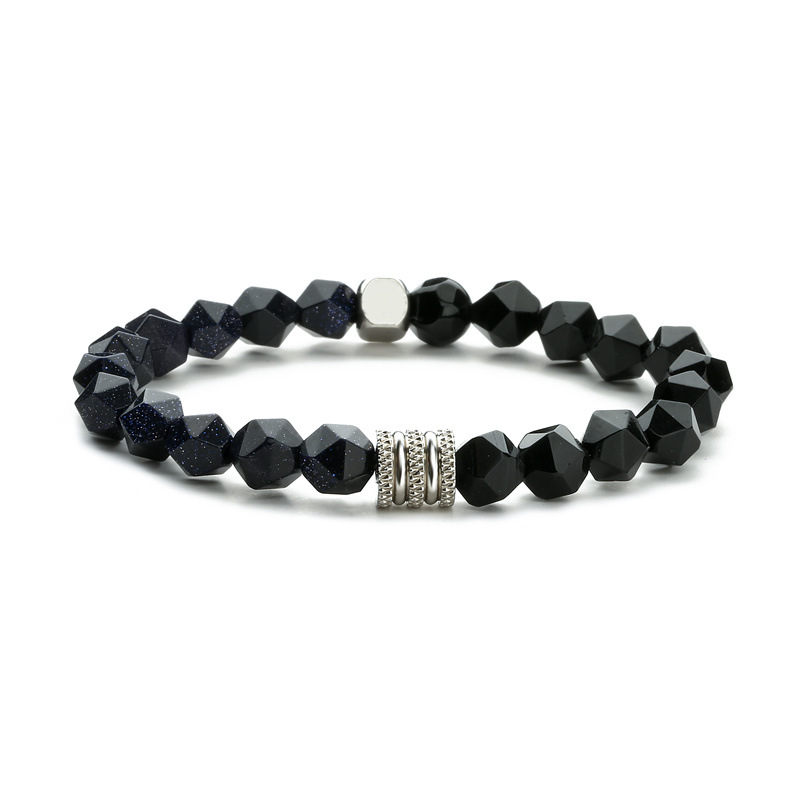 Joyería de pulsera de acero de titanio de moda elegante de verano Transfronterizo simple corte natural Tigre piedra Ágata pulsera de cuentas hombres y mujeres