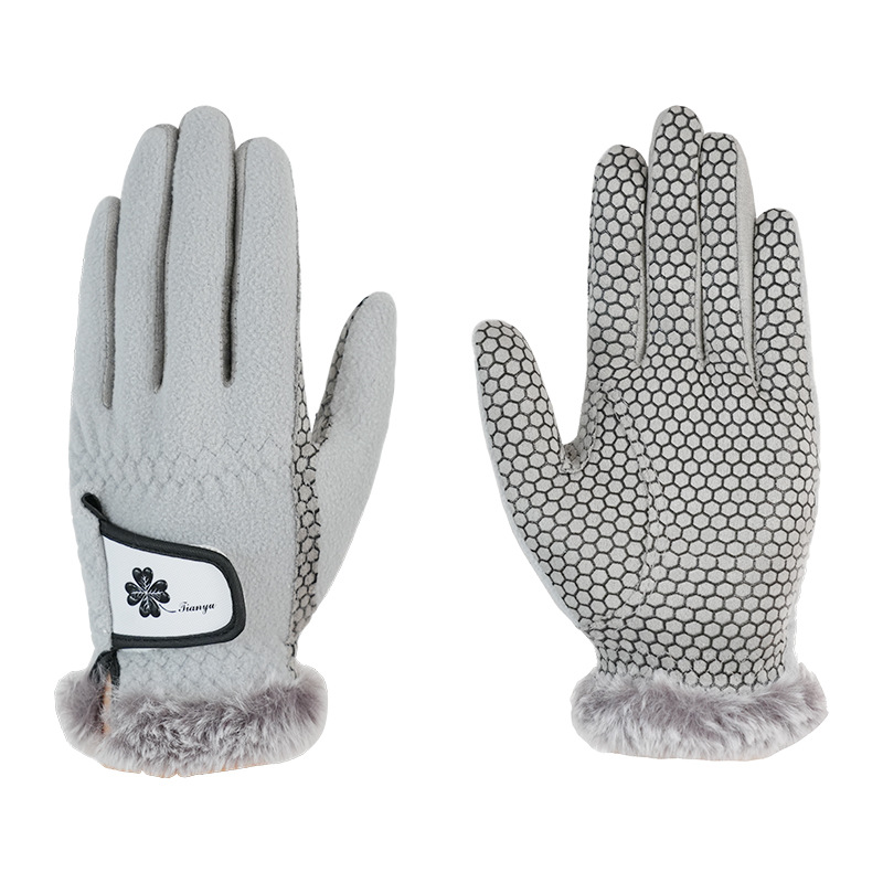 Guantes de golf para mujer otoño e invierno forrados de lana cálidos guantes antideslizantes de silicona antideslizante resistente al desgaste pantalla táctil 1 par