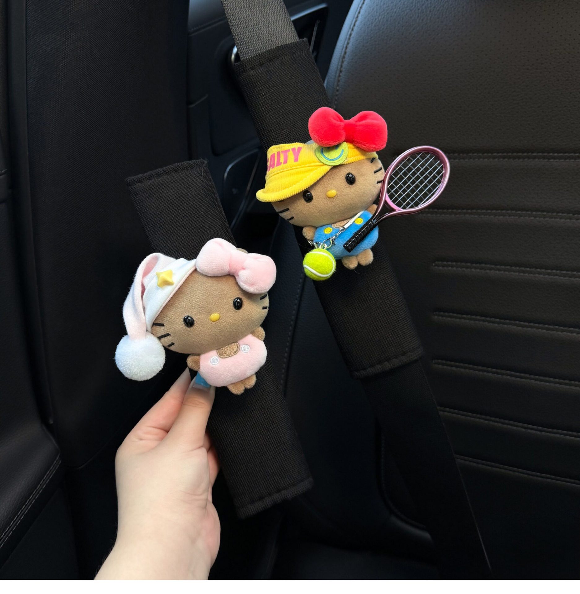 Car seatbelt shoulder pad, cute kitty design, anti-chafing clothing for couples, one pair for women
