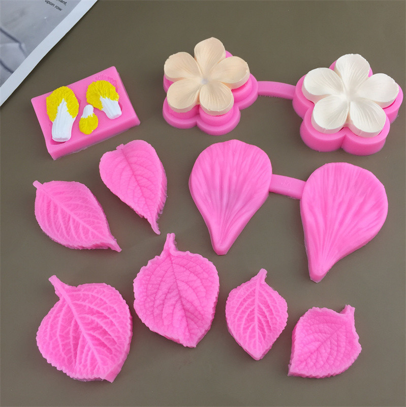 Flip sugar flower leaf simulation grain vein cake press mold cabbage leaf baking silicone mold food grade tool