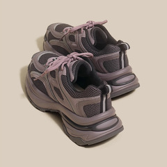 【PAILAIIL】老爹鞋2023年新款復古厚底拼色網面百搭休閒運動鞋女