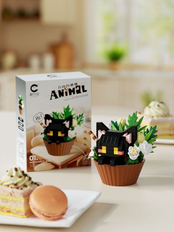 潮乐创甜品小动物系列萌宠狐狸熊猫比格微颗粒积木一件代发批发|undefined