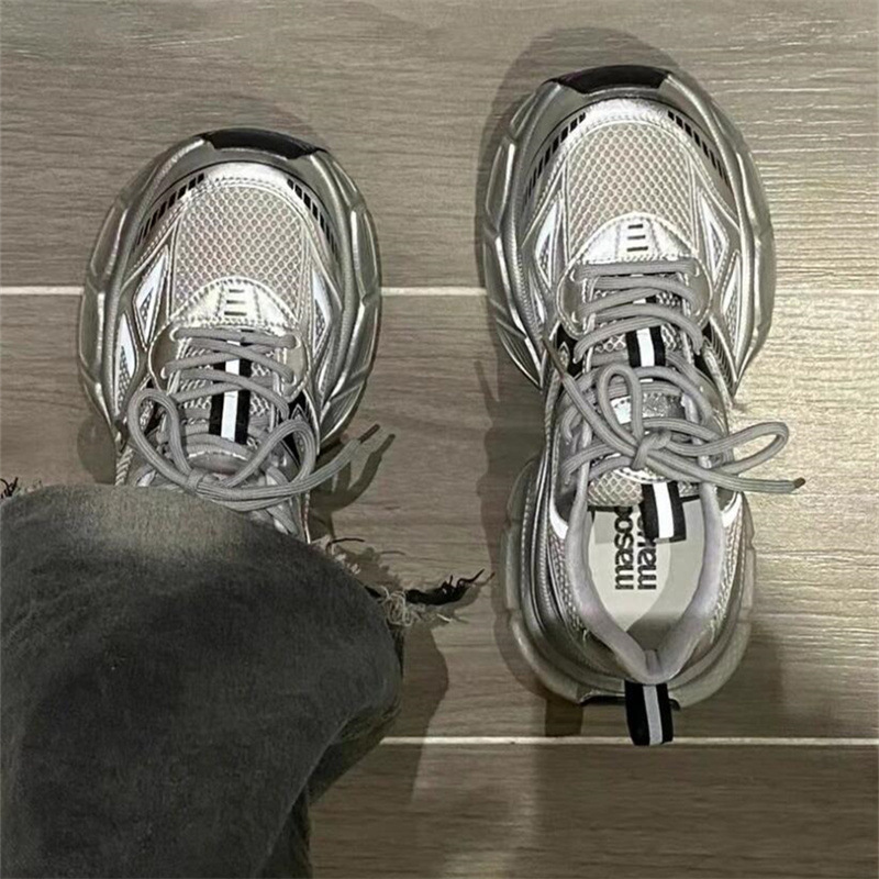 Zhao Lusi's Same Style Silver Gray Dad Shoes for Women 2025 Spring Hot Style Versatile Thick-Soled Heightening Sports and Casual Shoes