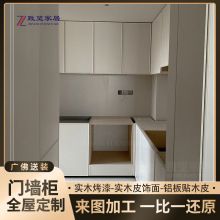 现代轻法式全屋定制子弹头骨骼门指甲线型白色烤漆橱柜门定做