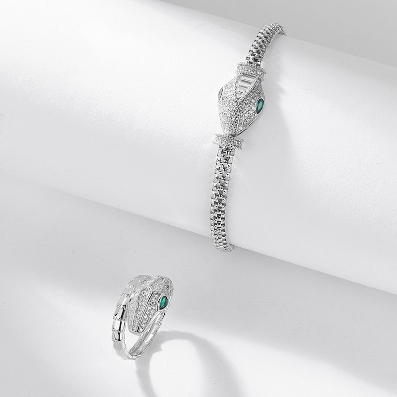 Modelo transfronterizo pulsera de serpiente de personalidad de lujo ligero S925 plata con incrustaciones de diamantes de diseño completo, joyería, estilo frío europeo y americano, estilo hip-hop