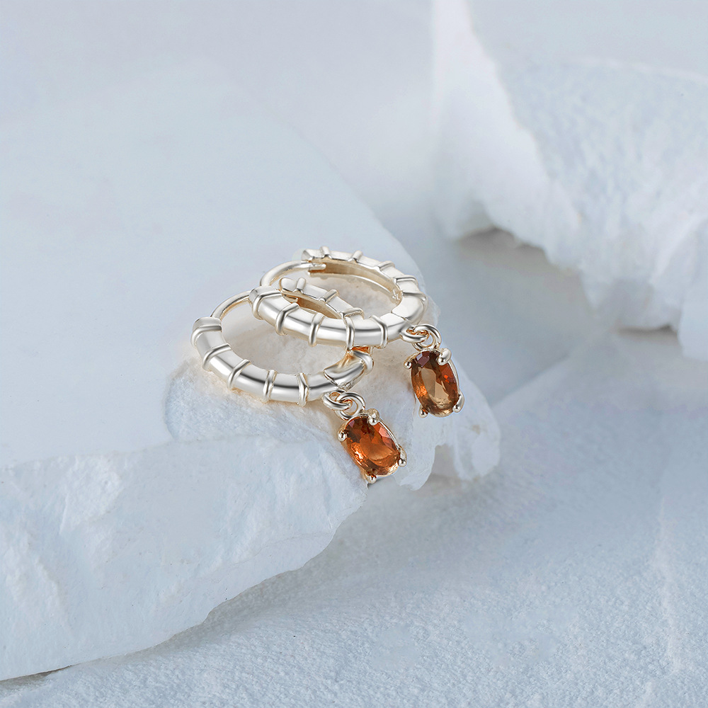 1 Pair 925 Sterling Silver Zircon Oval Earrings display picture 1