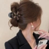 3# Medium [Chocolate Brown Bottom Clip] Leopard Flower Clip-8cm