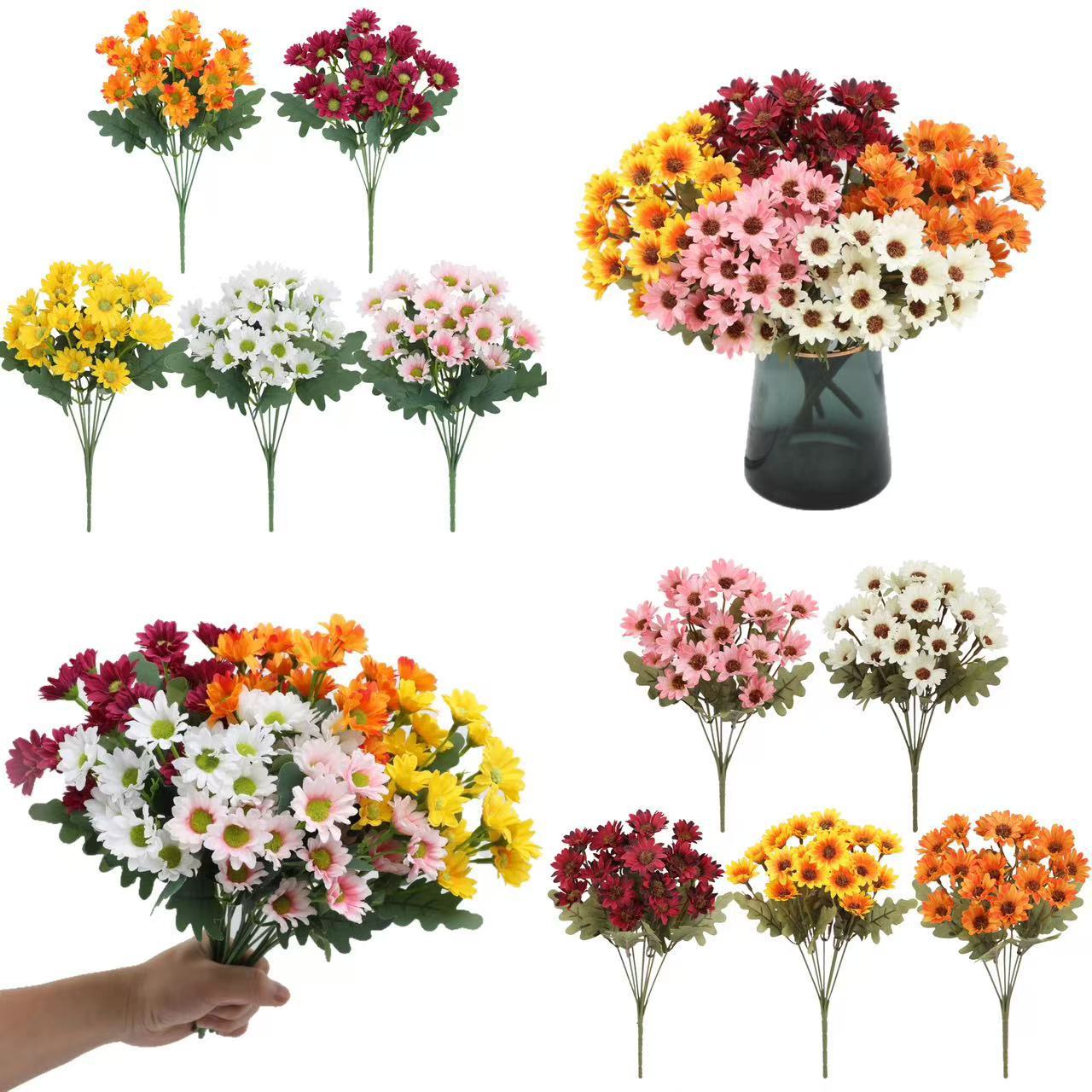 Cross-Border Artificial Flowers, Daisies, Artificial Flowers, Silk Flowers, Home Flower Arrangements, Wedding Floral Ornaments, Artificial Green Plants Wholesale