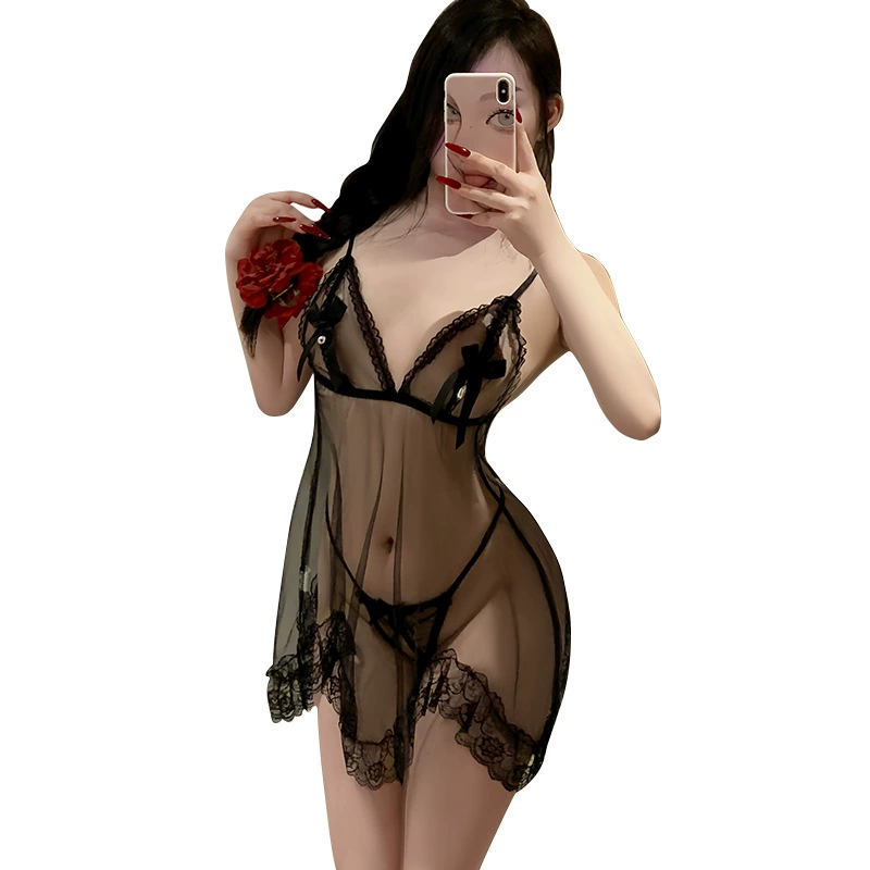 Элегантное кружевное нижнее белье, sexy пижама с бантом