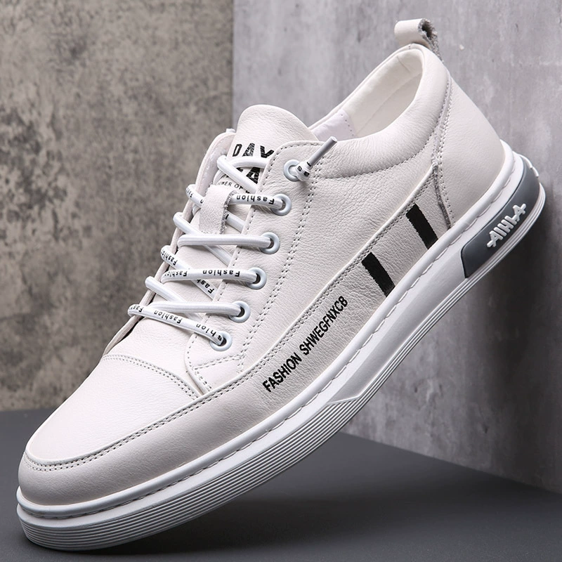 Маленькие белые туфли мужские летние кожаные дышащие тенденции дикие педали мужские туфли мягкие белые мягкие кожаные повседневные туфли