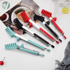 Kitchen silicone barbecue tongs with feet, heat-resistant, anti-scalding, fried steak tongs, food tongs, vegetable tongs, barbecue tongs, salad tongs