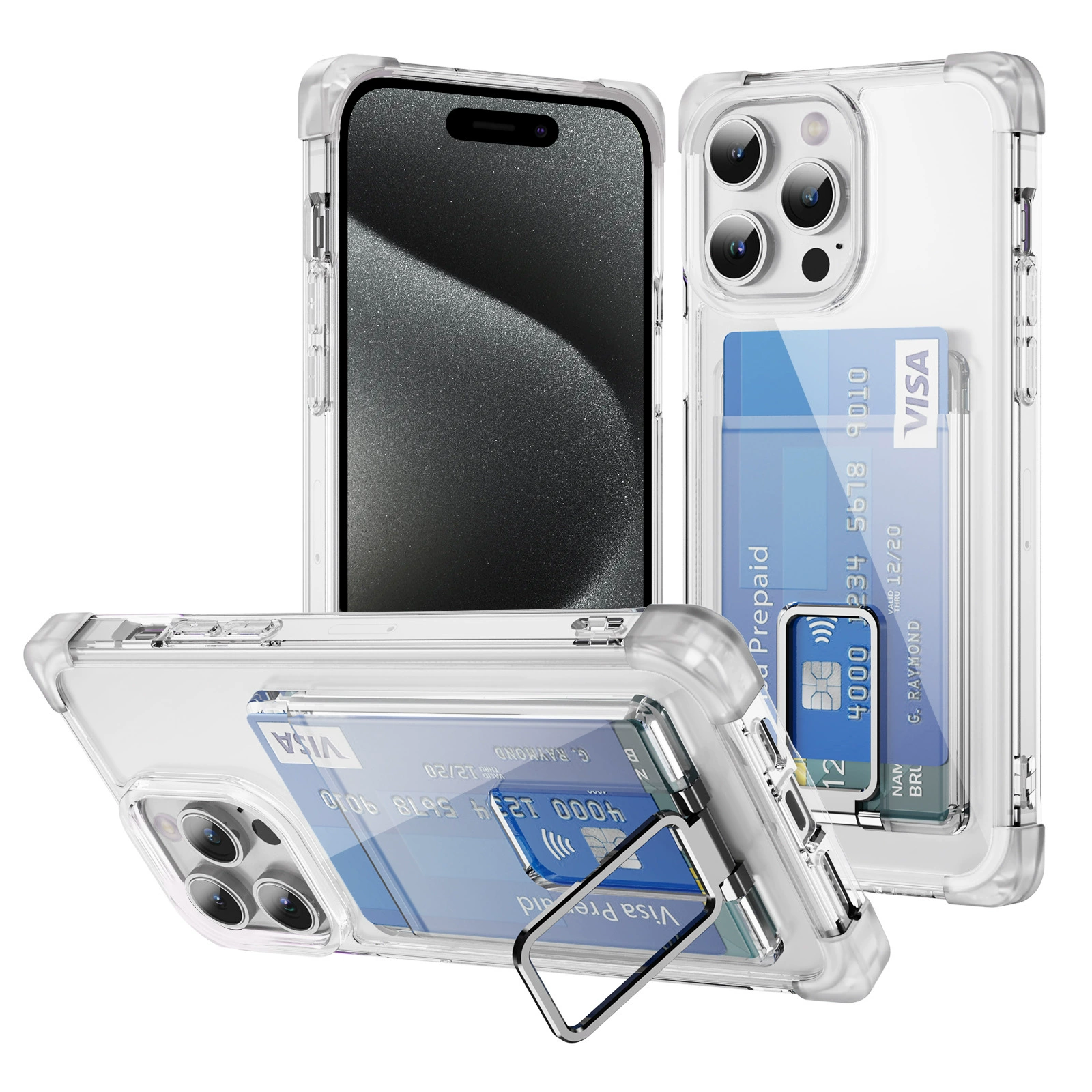 Кросс-бордер новая модель подходит для iPhone15ProMax четырехугольный матовый корпус с пространством держатель карты держатель корпуса