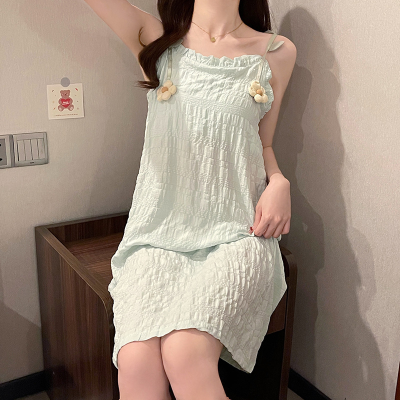 2025 pijama de verano con almohadilla de pecho nubes de algodón perennial flores dulces cabina pijama lindos ropa para el hogar