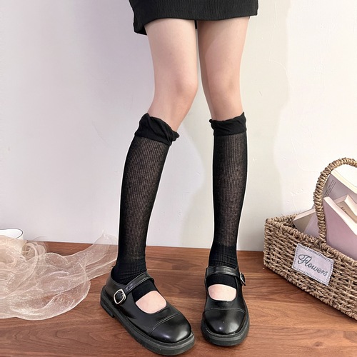 Summer leg covers for women, thin white mid-calf hottie calf socks, pile socks, lolita gray bubble socks