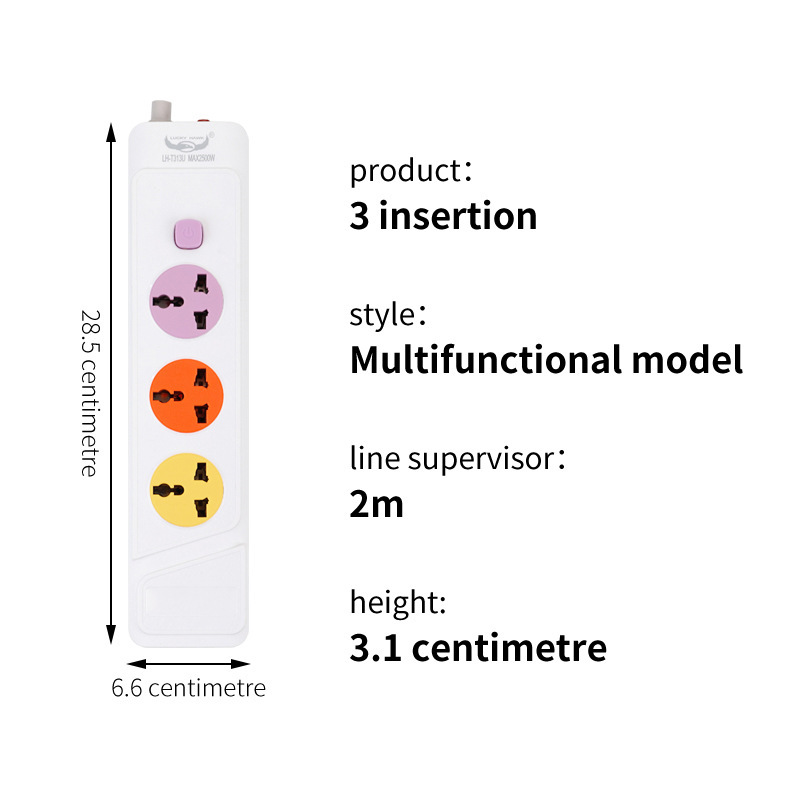Protector de sobrecarga con cable eléctrico con puerto USB-C cargado con conector de conector de cable de extensión de color