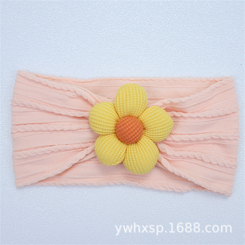 Diadema elástica para bebés, flor de cinco pétalos, accesorio suave para recién nacidas