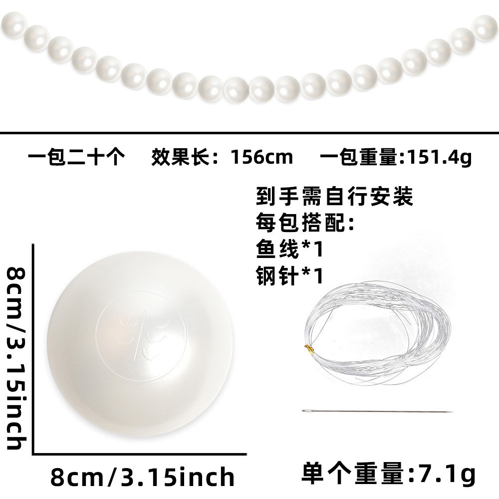 Simulación de gran perla colgante de boda decoración de fondo de pared DIY cuentas colgantes esferas blancas colgantes