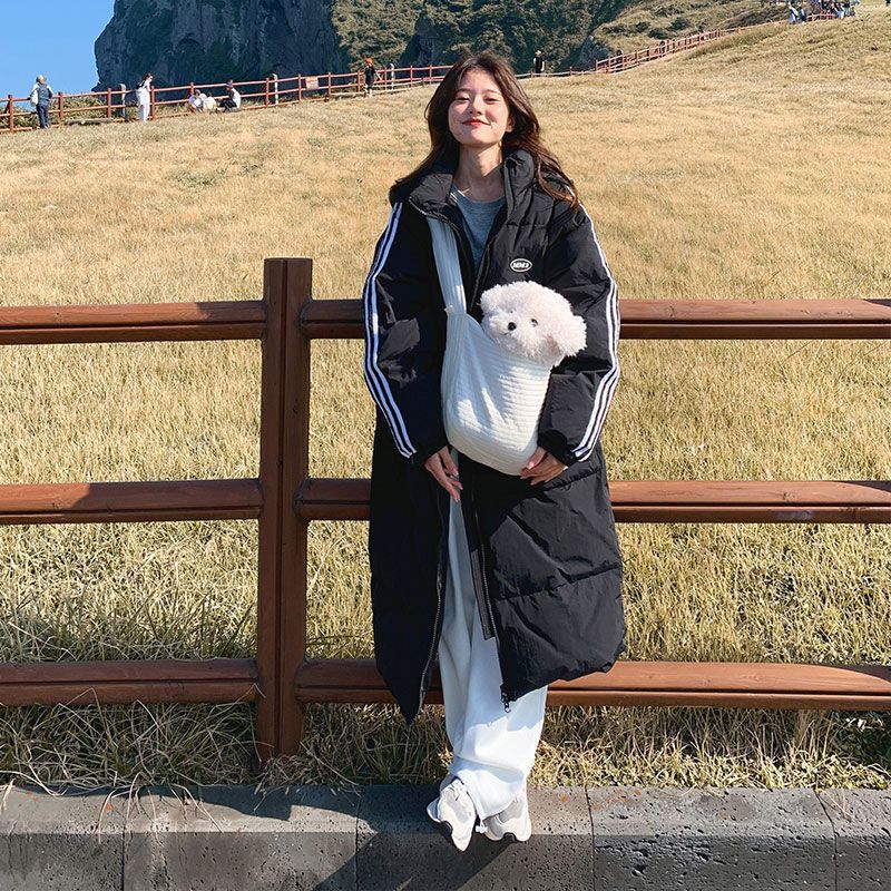 韩版潮流棉服长款过膝时尚新款宽松棉衣秋冬款加厚棉袄外套有吊牌