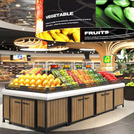 佳晨信生鲜水果超市蔬菜货架展示架子胖不锈钢中岛东来款堆头果蔬