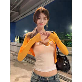 修身显瘦开衫套装女纯欲辣妹抹胸背心三件套夏季